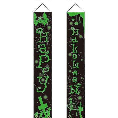 Décorations d'Halloween, banderoles de bienvenue, panneaux de porche pour la porte d'entrée, guirlandes de jardin, articles de fête (1/5)