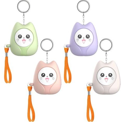 Alarme personnelle : lot de 4 alarmes de poche 130 dB pour femmes, sirène d'autodéfense avec lumière LED et porte clés, alarme de sécurité personnelle (1/5)