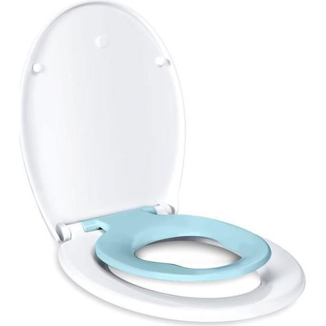 Abattant WC Familial TODOT en Polyéthylène avec lunette de Toilette siège Enfant Magnétique - Frein de Chute - Charnière Réglable (1/5)