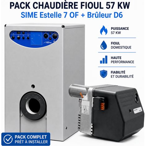 Pack chaudière fioul 57 kw SIME Estelle 7 OF ERP + Brûleur D6