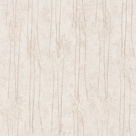 Papier peint floral beige crème Tapisserie à motifs d'herbes en fleurs Papier peint nature style scandinave idéal pour salon (1/4)