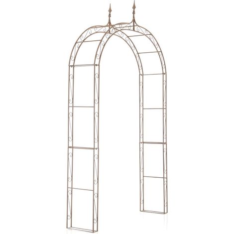 Arco di rose rampicanti decorazione da giardino 144x128 cm in metallo marrone invecchiato 100003937