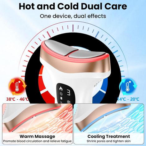Massaggiatore viso antirughe: massaggiatore per il sollevamento del doppio mento con 15°C di freddo e 45°C di caldo - dispositivo di bellezza elettrico con 7 modalità e 7 LED colorati - dispositivo EM (1/4)