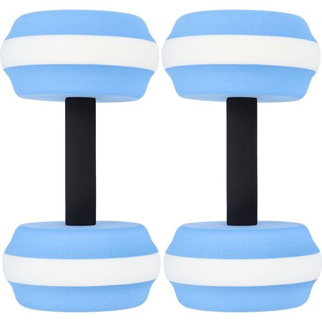 Paire Haltères Aquatiques EVA Flottants pour Yoga et Fitness, Équipement de Natation Léger et Stable, Bleu et Blanc-KZQ (1/5)