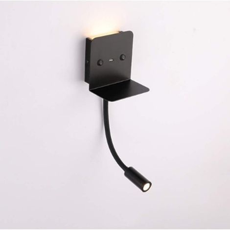 6W LED Applique Lampe de lecture, Tube souple Liseuse avec interrupteur et interface USB Lampe de Mur, Lumière blanche chaude veilleuse Lampe de chevet, éclairage pour Chambre Salon