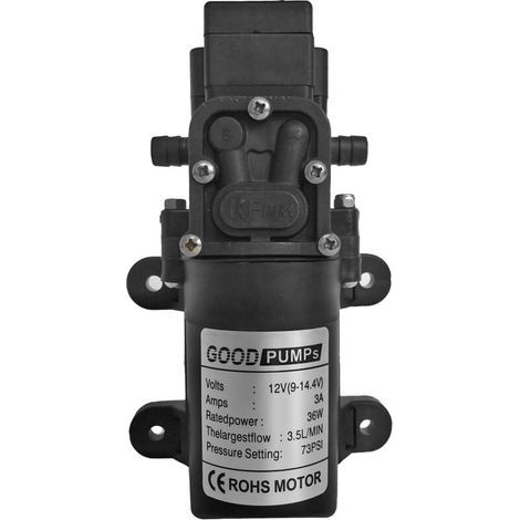 Selbstansaugende Wasserpumpe, Hochdruckwasserpumpe, 12-V-Gleichstrom-Hochdruckmembranpumpe, Frischwasserpumpe, intelligente Sprühpumpe für Camping/Boot/Garten/Wohnmobilreinigung/Unregelmäßigkeiten (1/5)