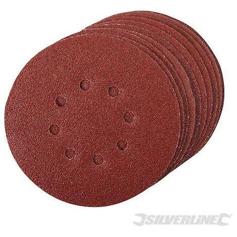 Dischi perforati con fissaggio a strappo da usare con levigatrici rotoorbitali silverline 10 pz-4 x 60, 2 x 80, 120, 240G