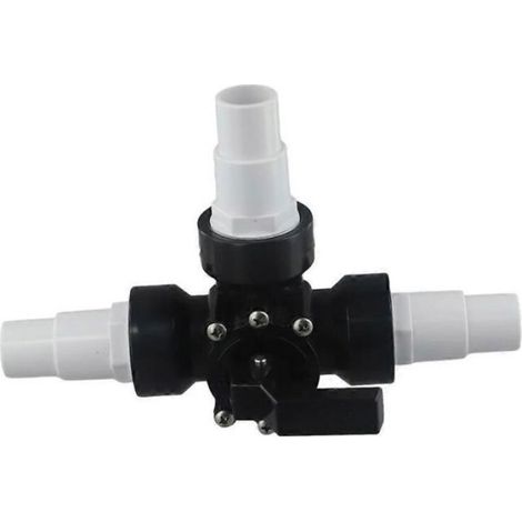 Vanne de piscine 3 voies - ® - Inverseur de tuyau - 1,5 pouce - PVC + Métal - Raccord fileté femelle - Débit élevé (1/5)