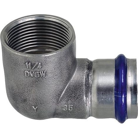 Raccord a sertir inox contour V, coude de transition 90° fem 35 mm x DN32 ( 1 1/4") (1/3)