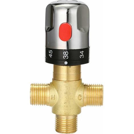 Einstellbare Thermostat-Mischbatterie für Badezimmer, Messing-Wassermischer, Heiß-/Kaltwasser-Mischtemperaturregelventil (1/5)