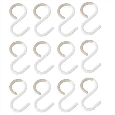 Packung mit 12 S-Haken für Kleiderbügel, mit flexibler Stütze, weiß. (1/5)