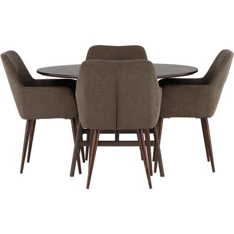 Kaseindon Essgruppe Tisch braun und 4 Tomorrow Stühle braun.