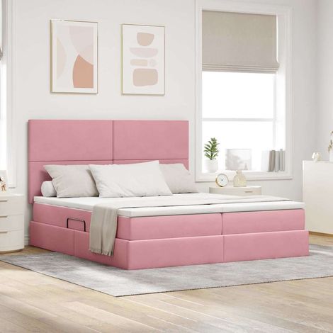 vidaXL Aufbewahrungsbett mit Kopfteil Rosa 180 x 200 cm Samt (1/5)