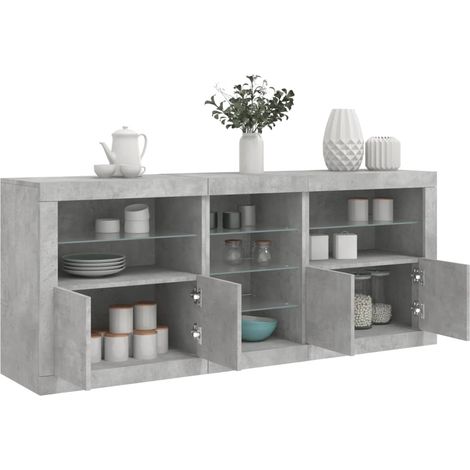 Sideboard mit LED-Leuchten Betongrau 162x37x67 cm