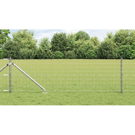 Zaun mit Pfosten Silber 0,6 x 10 m Stahl