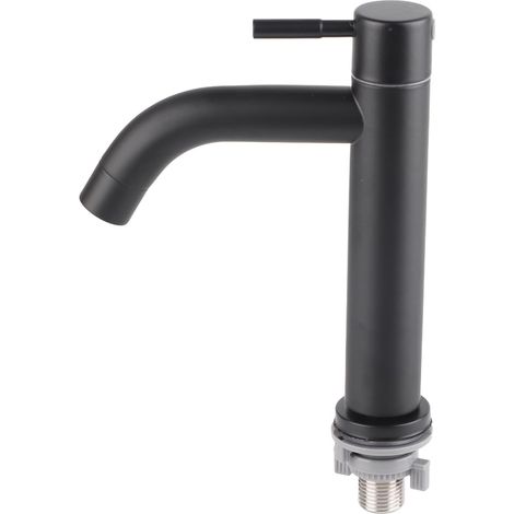 Mitigeur de lavabo, inox, noir, eau froide, pour salle d'eau (1/5)