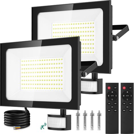 Projecteur LED 150W Avec Détecteur de Mouvement et Télécommande - 15000LM Blanc Froid 6500K Dimmable, Étanche IP65 Avec Minuterie Pour Jardin Garage (1/5)