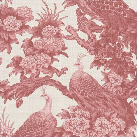 Birds wallpaper wall Profhome 399824 hot embossed non-woven wallpaper slightly textured with floral pattern matt cream red pink 5,33 m2 (1/5)