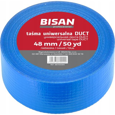 Nastro adesivo bisan duct tape rinforzato impermeabile 48 mm 50 m (1/2)
