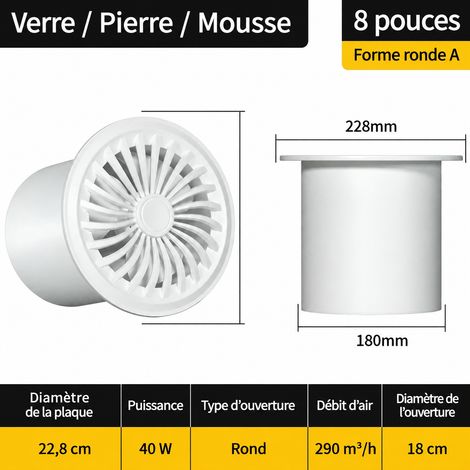 Extracteur d'air mural 8 pouces 200 mm en ABS renforcé avec télécommande minuterie 3 m 8 200 3 30 × 30 × 16 cm 2 kg – Livraison gratuite