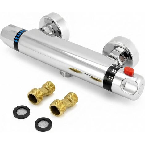 thermostatic shower mixer tap, valve outlet G1/2", left hot right cold, brass shower mixer, constant temperature control for bathroom (1/5)