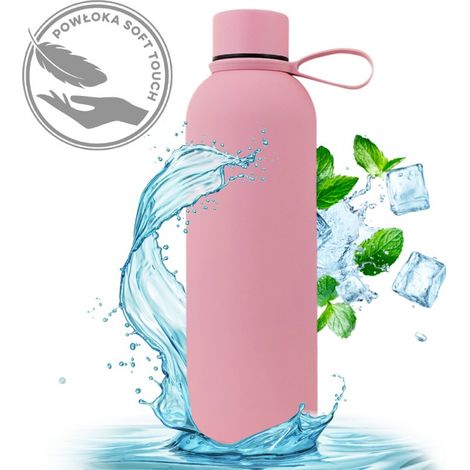 Botella de agua térmica ECARLA de acero inoxidable, 500 ml, rosa empolvado BD46R (1/5)