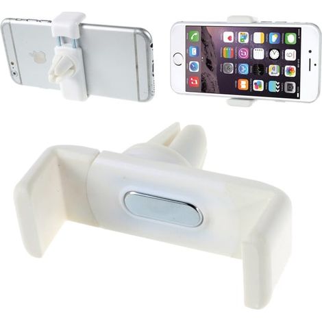Support pour smartphone de voiture, se fixe à la grille d'aération - Blanc (1/5)