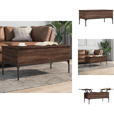 Table basse chêne marron 100x50x45cm bois d'ingénierie et métal - Table Basse - Meuble Salon - Table D'appoint - Table Design - Table Extensible (1/5)