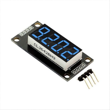Tubo de visualización digital de 4 dígitos de 0,36 pulgadas, decimal, 7 segmentos, placa de módulo LED controlador TM1637 para color azul (1/5)