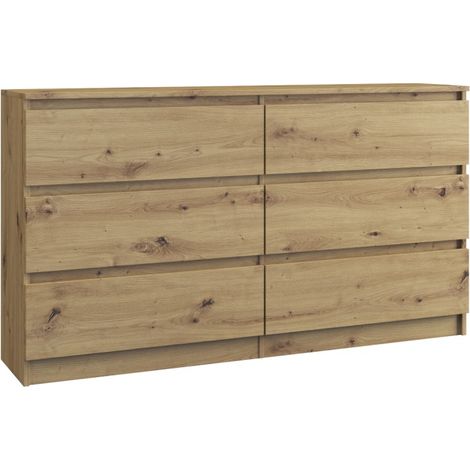 ASTER - Cassettiera grande per camera da letto soggiorno ufficio - 6 cassetti - 138x40x75cm - 6 cassetti - Stile scandinavo (1/2)