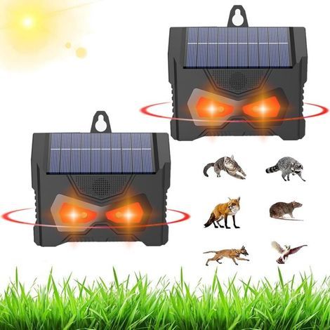 2 Stück Ultraschall Tiervertreiber, Solar Rote LED Lampe Aufhängbar, Schutz Vor Wildtieren Wie Wildschwein Waschbär Geeignet Für Garten, Garage, Terrasse (1/4)