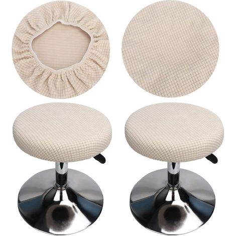 lot De 2 Housses De Tabouret De Bar Rond (blanc), Housses De Tabouret De Bar Rond, Lavables, Faciles D'entretien, Douces Et Durables, Adaptes Aux (1/4)