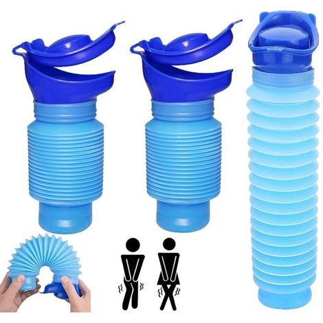 Faltbare Urinale – 2er-Packung 750 ml Faltbare Urinale – Tragbare Unisex-Toilette – Notfall-Urinal-Etikett (1/4)