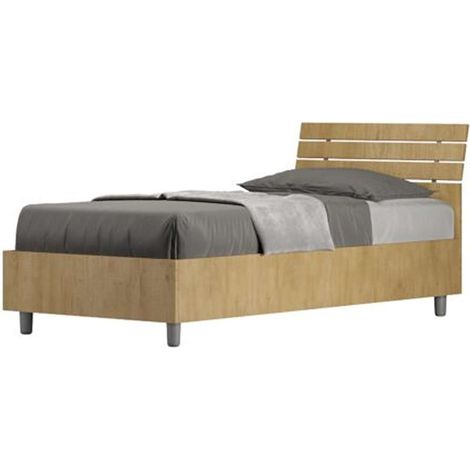 Letto singolo senza rete 80x190 testata inclinata con doghe quercia Ankel (1/4)