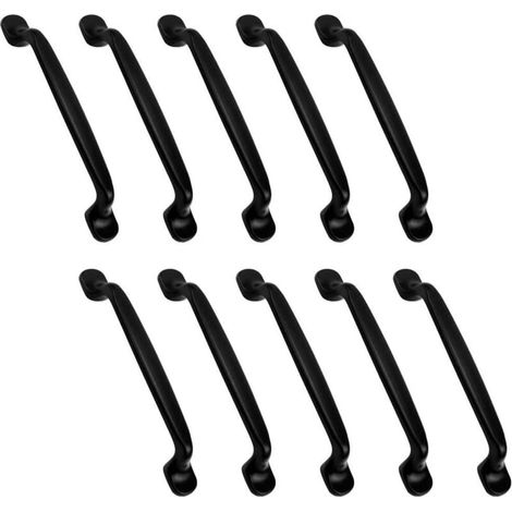Paquete de 10 tiradores negros para armarios, 128 mm, tiradores para muebles, armarios de cocina, puertas, tiradores de armarios. (1/4)
