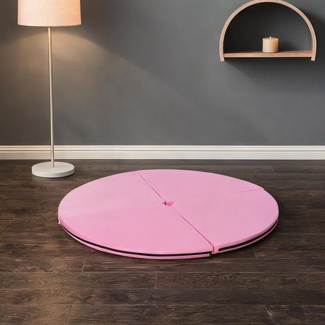 Tapis de danse rond rose 150 cm épais pour pratique sportive (1/5)