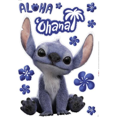 Komar Wandaufkleber - Disney Lilo and Stitch Live Action Ohana - 70 x 50 cm - Wandsticker (1/4)