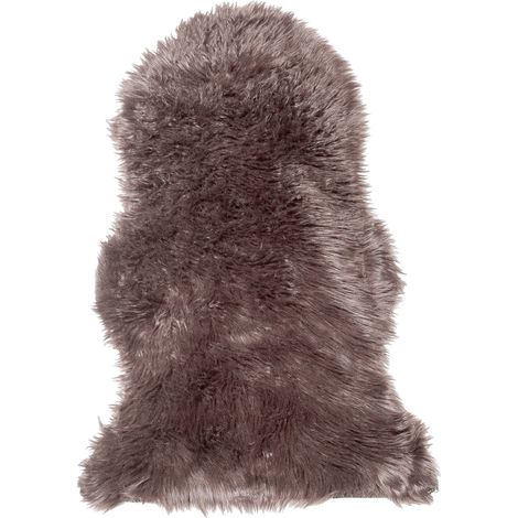 Tapis Fausse Fourrure Marron en Polyester pour Chambre ou Salon au Style Rustique et Campagne 63 x 95 cm Beliani (1/5)