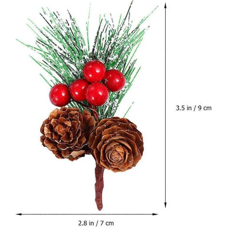 20 décorations de Noël en forme de baies rouges et d'aiguilles de pin, mesurant 9x7x7 cm, sont idéales pour les fêtes de fin d'année. (1/5)