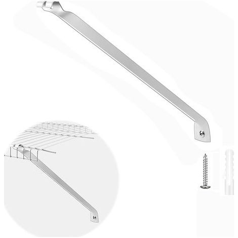 Weiße Metall-Regalhalterung, 43 cm (17 Zoll), geeignet für Drahtregale im Lager. Dreieckige, tragende Halterung, inklusive Befestigungsschrauben und Dübeln. Geeignet für Drahtregale. (1/5)