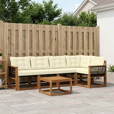 Outdoor-Sofagarnitur 6 Stk. Natur und Creme vidaXL (1/5)