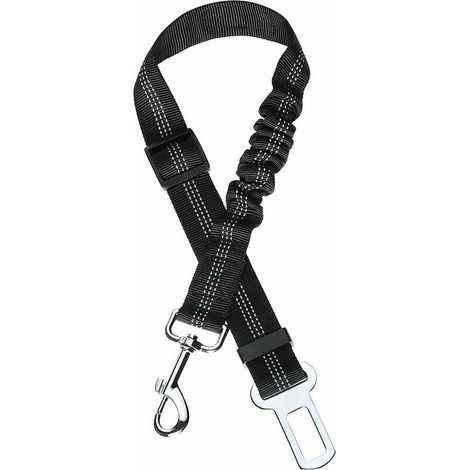 Ceinture pour Chien Ceinture Chien Voiture avec Système d'absorption des Chocs et Mousqueton Solide Réglable Harnais pour Chien et Chat, Noir (1/4)