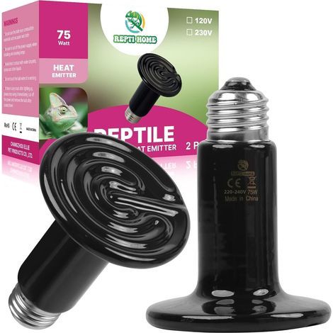 2er-Pack Keramik-Heizlampe 75W E27 Sockel für Reptilien, Amphibien, Hühner (1/5)