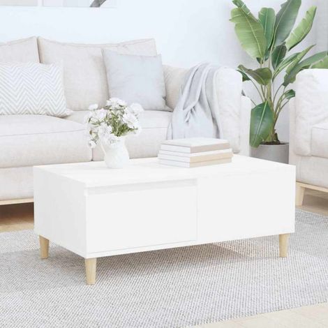 vidaXL Table basse Blanc 90x50x36,5 cm Bois d'ingénierie (1/5)