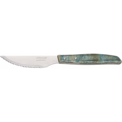 ArcosArcos 241300 Steakmesser aus rostfreiem Nitrum-Stahl und blau eingefärbtem komprimiertem Pappelholzgriff mit 110 mm Klinge (1/3)
