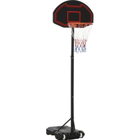 Panier de basketball extérieur réglable en hauteur 195-250 cm pour enfants 8-14 ans avec support et roulettes (1/5)