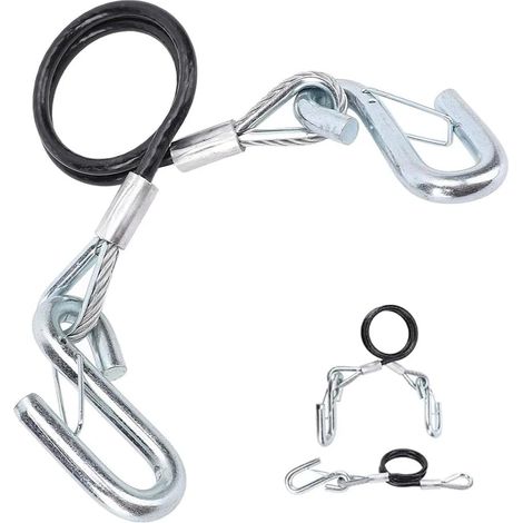 Corde de remorquage de sécurité pour remorque, câble à ressort de 70 cm avec crochets en S, capacité de 1 587,6 kg, fil de fer galvanisé pour camping-car et remorque (1/5)