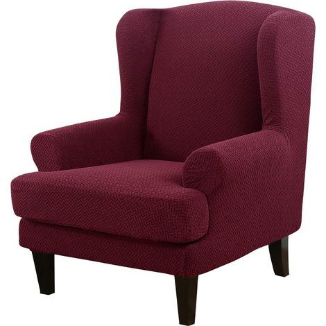 High-end, water-repellent, 2-piece chair cover in highly stretchable jacquard fabric, Bordeaux (1/5)