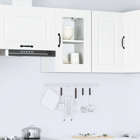 Küchen-Hängeschrank mit Glastür Kalmar Weiß Holzwerkstoff