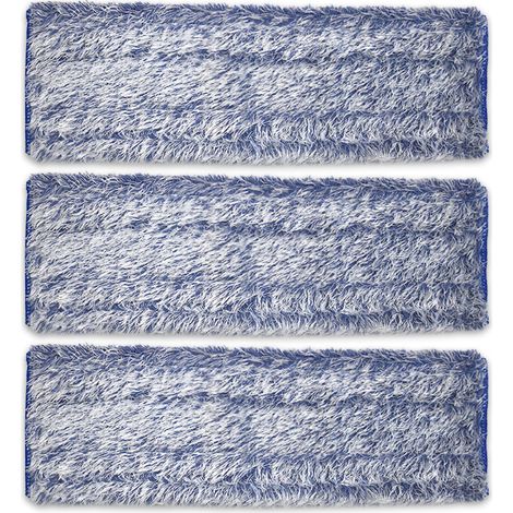 Lntyq Lot de 3 tampons de dépoussiérage en microfibre lavables et réutilisables pour la famille de balais Bona de remplacement de 18 pouces utilisés pour le nettoyage des sols à surface dure (1/5)